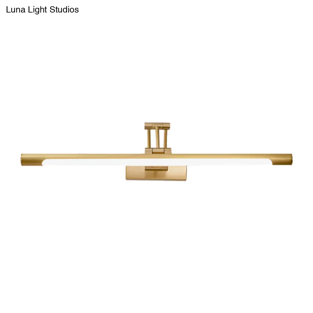 Modern Metallic Led Vanity Wall Sconce In Black/Gold With Foldable Arm