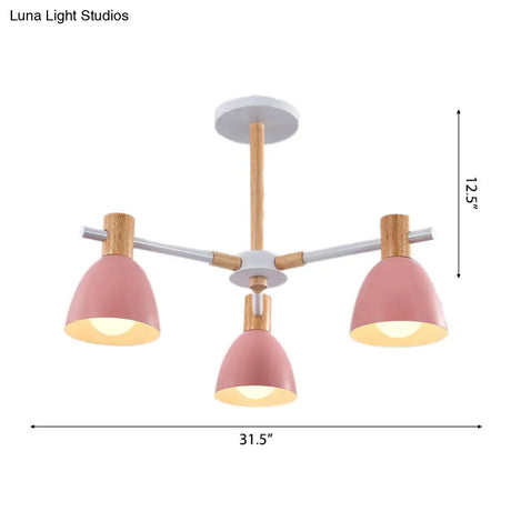 Modern Metallic Macaron Chandelier: Stylish Candy-Colored Game Room Lighting