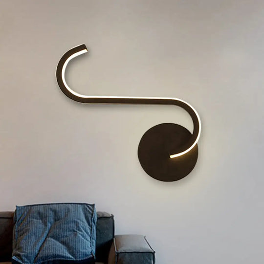 Modern Metallic Wall Sconce Lighting - Minimalist Led Black Mount Lamp In Warm/White Light For