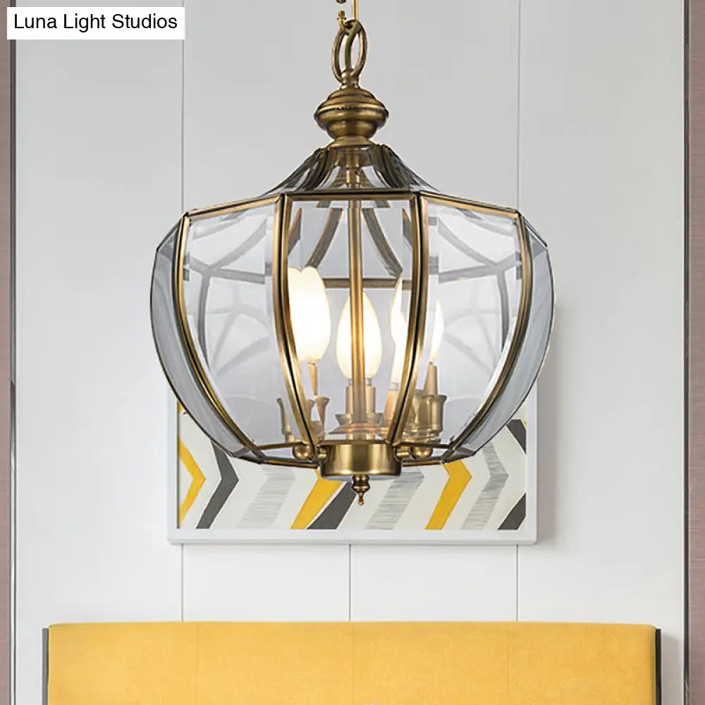 Modern Milk Glass Chandelier With 3-Bulb Pendant Lighting & Brass Finish