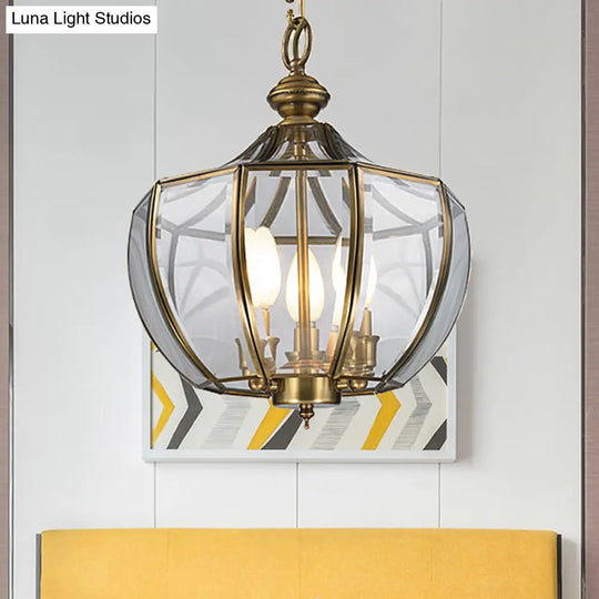 Modern Milk Glass Chandelier With 3-Bulb Pendant Lighting & Brass Finish