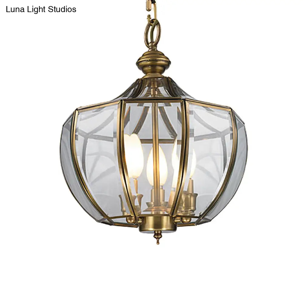 Modern Milk Glass Chandelier With 3-Bulb Pendant Lighting & Brass Finish