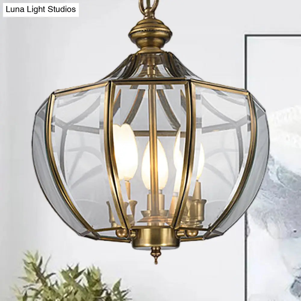 Modern Milk Glass Chandelier With 3-Bulb Pendant Lighting & Brass Finish