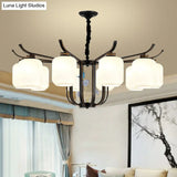 Modern Milk Glass Cylinder Chandelier Pendant Light For Living Room