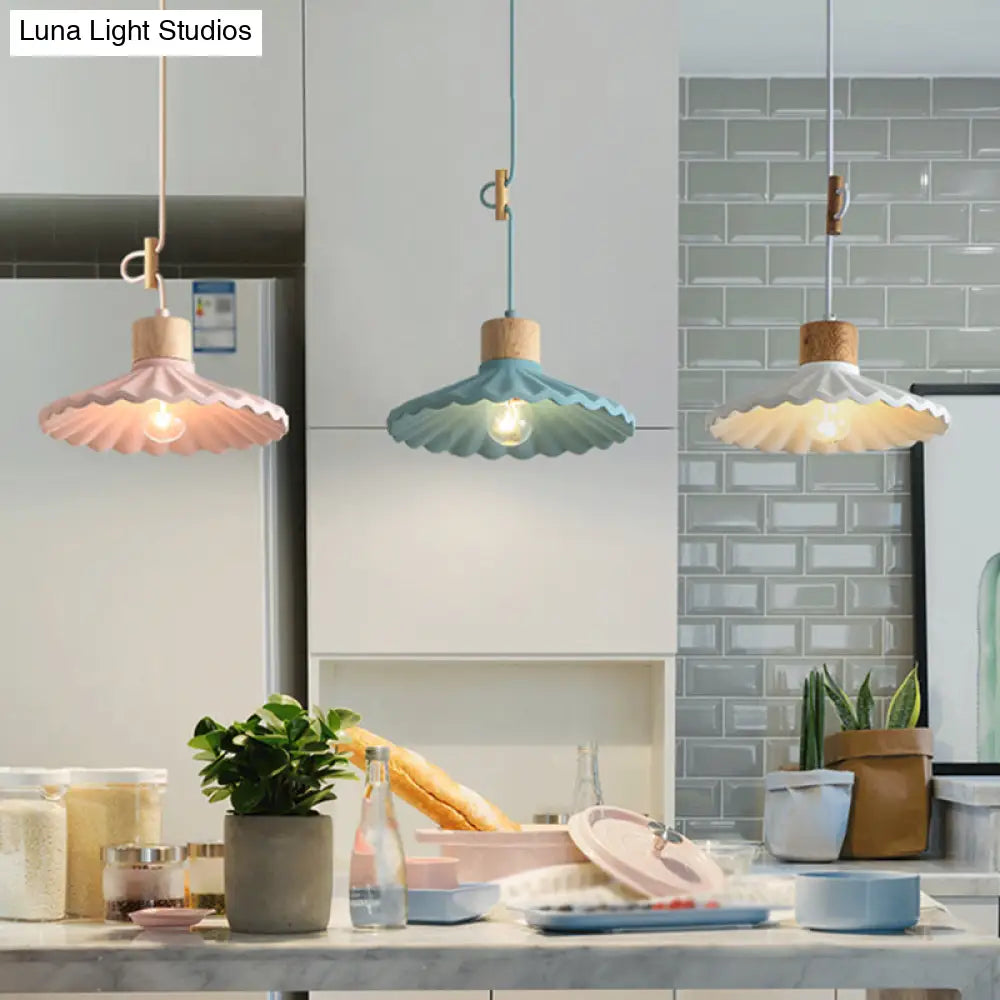 Modern Mini Colorful Pendant Light With Lovely Cement Saucer Shade For Bedroom