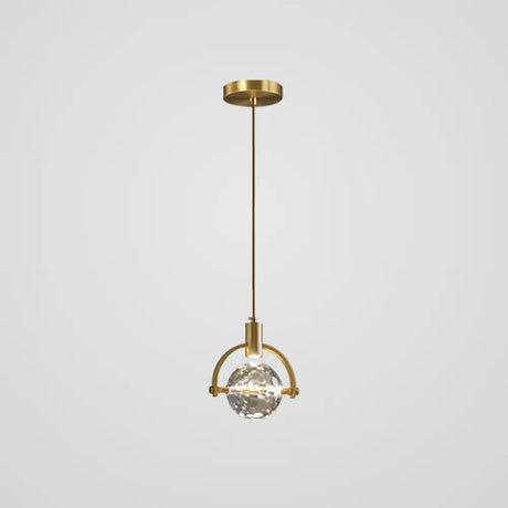Modern Mini Crystal Pendant Light With Brass Finish For Living Room Bar And Coffee Shop Ceiling