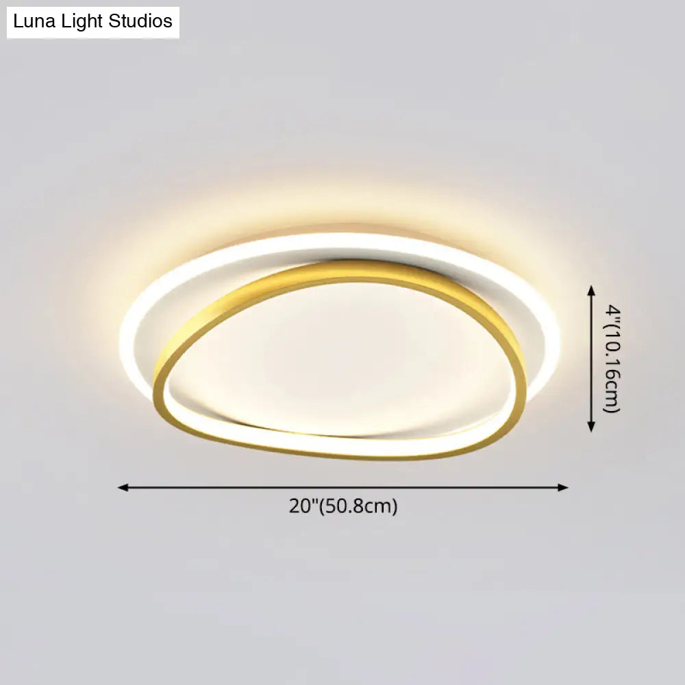 Modern Minimalist Double Round Flush Mount Led Ceiling Light For Bedrooms