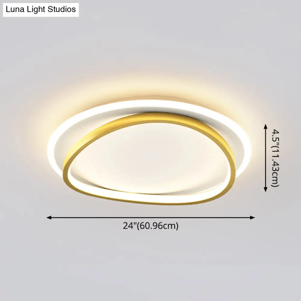 Modern Minimalist Double Round Flush Mount Led Ceiling Light For Bedrooms