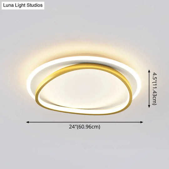 Modern Minimalist Double Round Flush Mount Led Ceiling Light For Bedrooms