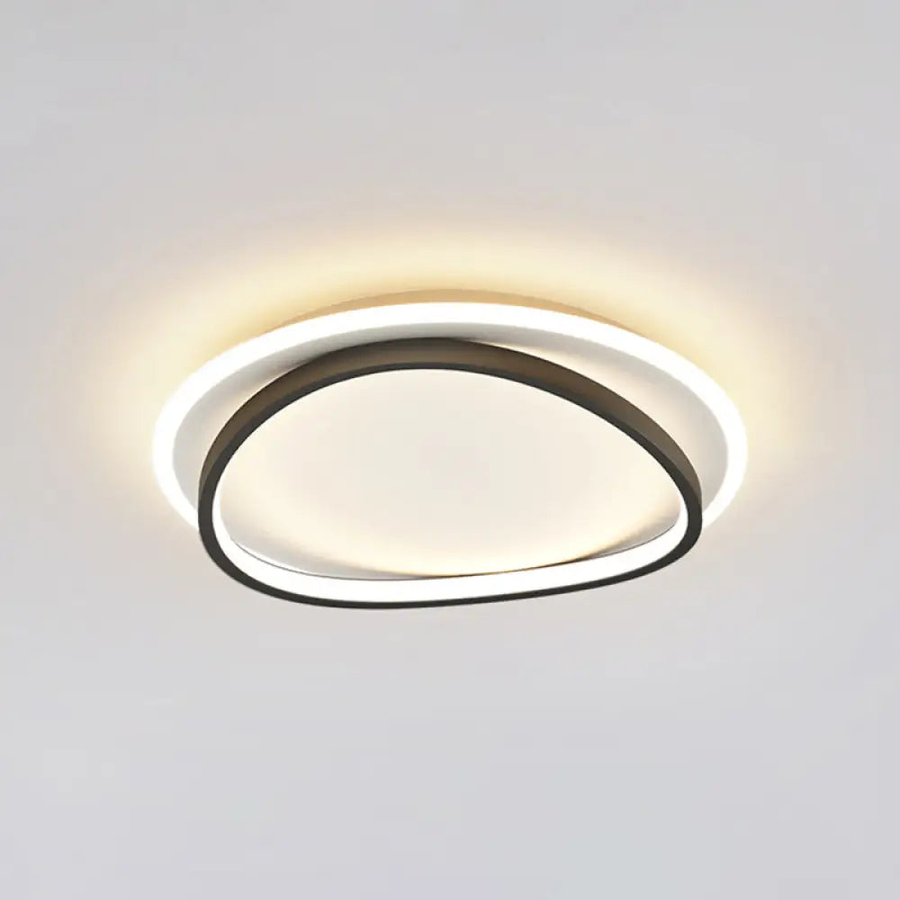 Modern Minimalist Double Round Flush Mount Led Ceiling Light For Bedrooms Black / 19.5 White