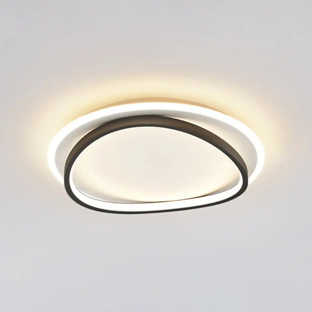 Modern Minimalist Double Round Flush Mount Led Ceiling Light For Bedrooms Black / 23.5 Warm