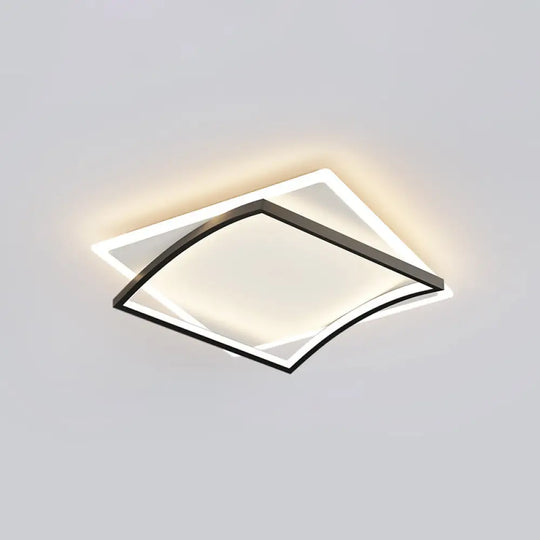 Modern Minimalist Geometric Flush Mount Led Ceiling Light For Bedrooms Black / 18 White