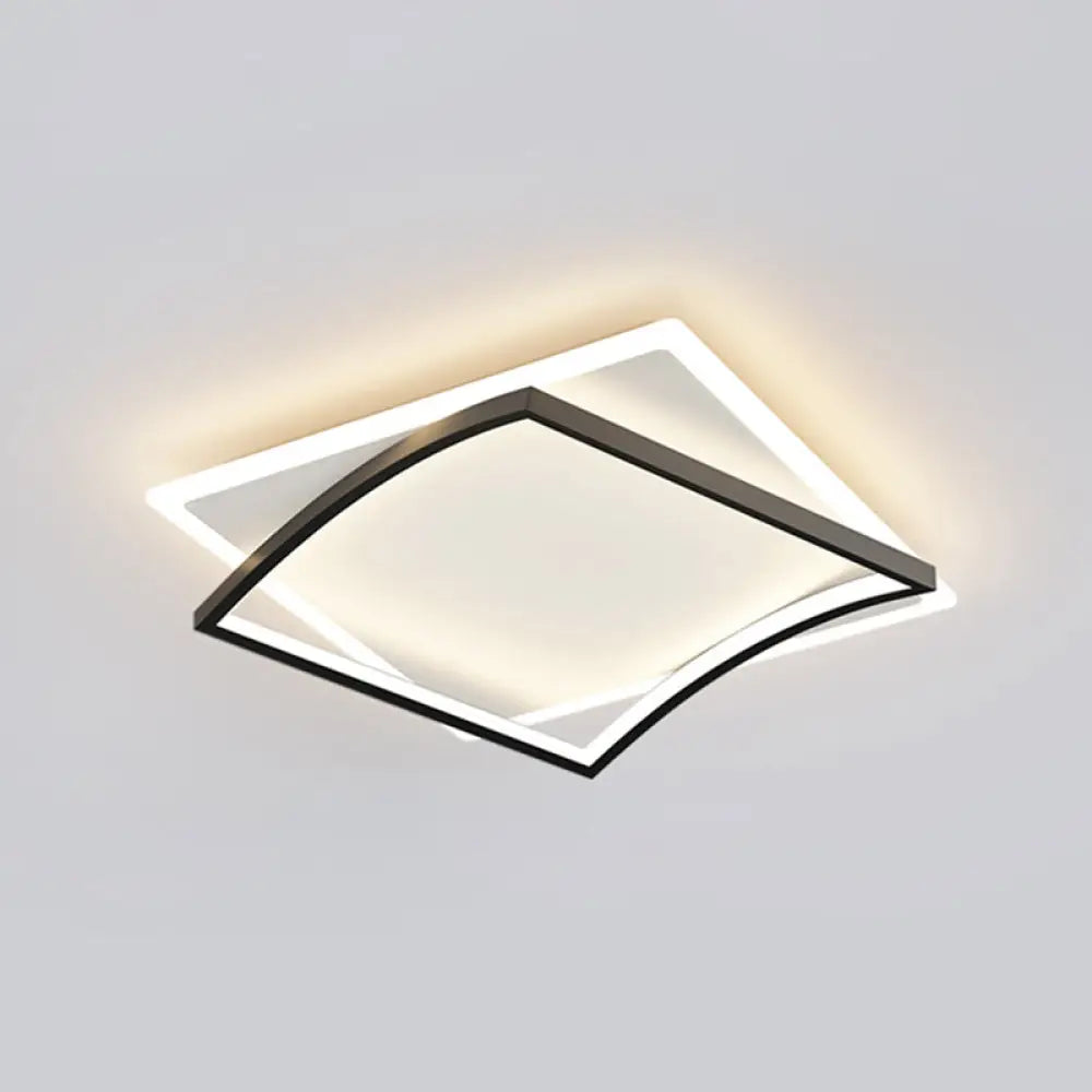 Modern Minimalist Geometric Flush Mount Led Ceiling Light For Bedrooms Black / 26 White