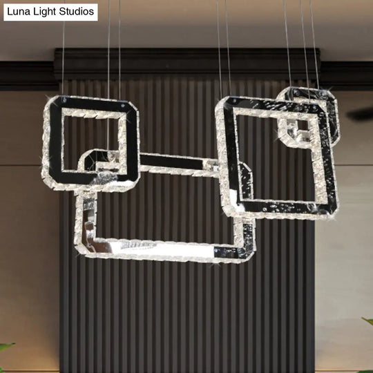 Minimalist Led Black Crystal Cluster Pendant Light - Stylish Hanging Lamp For Living Room