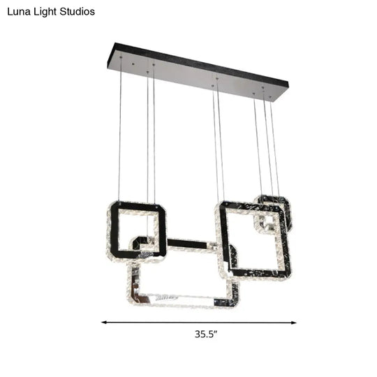 Minimalist Led Black Crystal Cluster Pendant Light - Stylish Hanging Lamp For Living Room
