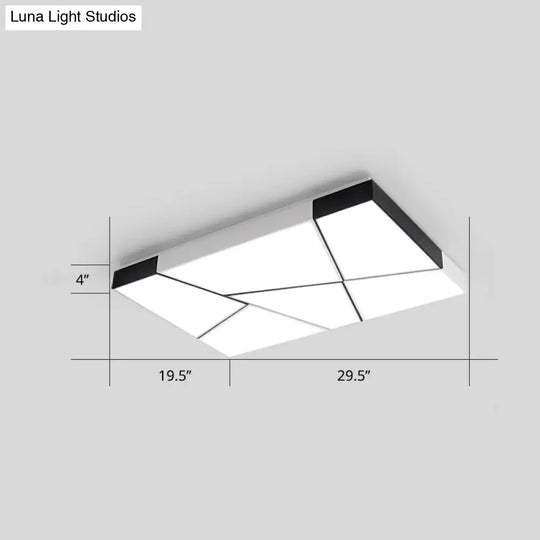 Modern Minimalist Led Ceiling Lamp: Black-White Acrylic Flush Mount Light For Living Room White /