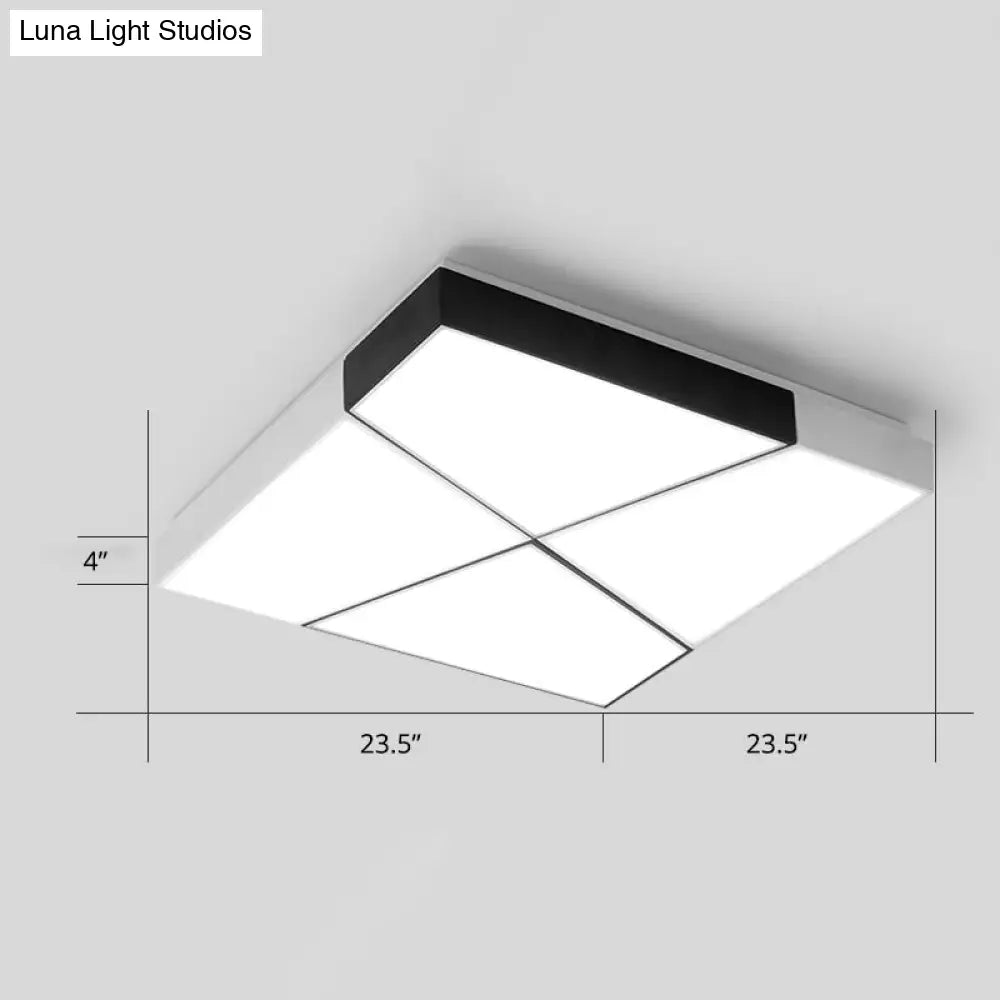 Modern Minimalist Led Ceiling Lamp: Black-White Acrylic Flush Mount Light For Living Room White /
