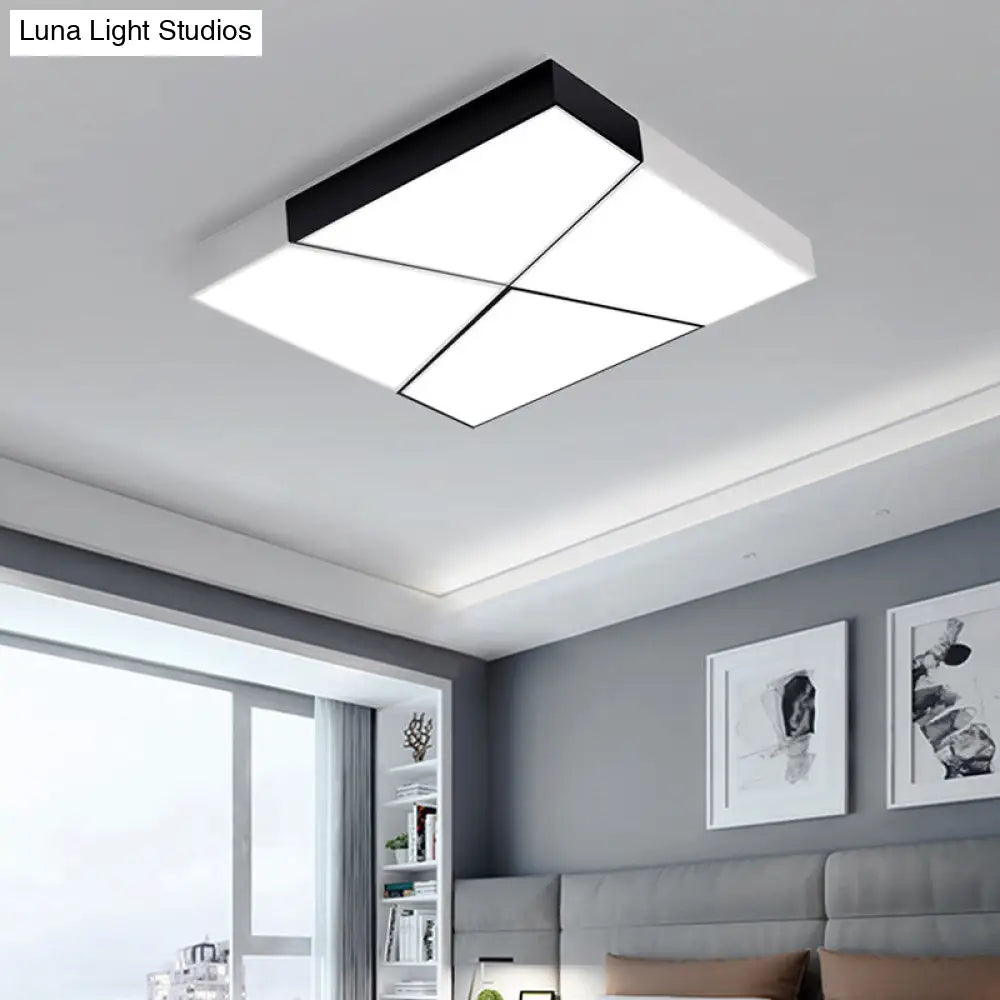 Modern Minimalist Led Ceiling Lamp: Black-White Acrylic Flush Mount Light For Living Room