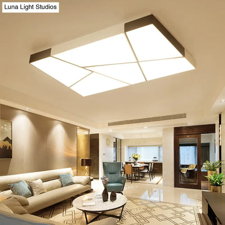 Modern Minimalist Led Ceiling Lamp: Black - White Acrylic Flush Mount Light For Living Room