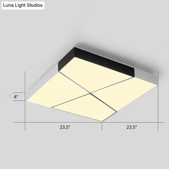 Modern Minimalist Led Ceiling Lamp: Black-White Acrylic Flush Mount Light For Living Room White /