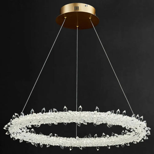 Modern Minimalist Led Pendant Lamp With Clear Crystal - Ideal For Living Room