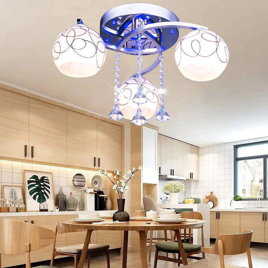 Lampe de plafond créative de restaurant de mode en cristal de salon minimaliste moderne