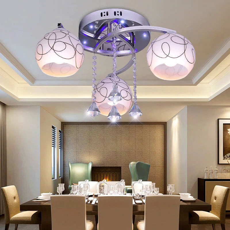 Lampe de plafond créative de restaurant de mode en cristal de salon minimaliste moderne