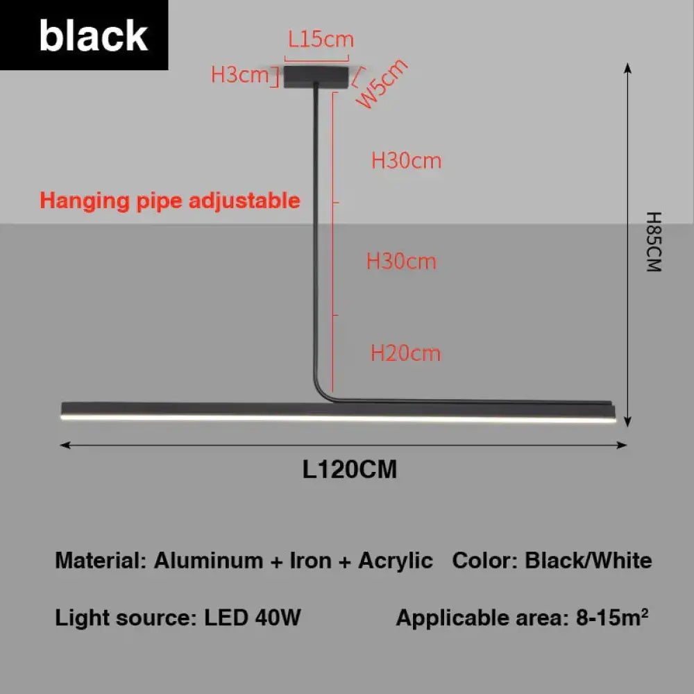 Modern Minimalist Long Bar creative Pendant Light for Dining room Kitchen black L120CM / white light pendant Light