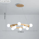 Modern Minimalist Natural Wood Round Chandelier - Stylish Light Fixture For Living Room Ceiling