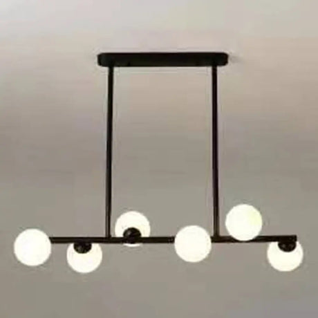 Modern Modo Chandelier With Opal Frosted Glass | Ceiling Hang Light For Sitting Room 6 / Black