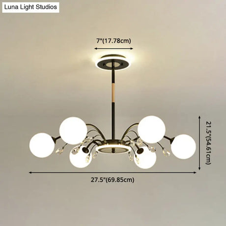 Modern Modo Chandelier With Opal Frosted Glass | Ceiling Hang Light For Sitting Room