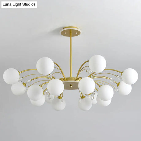 Modern Modo Chandelier With Opal Frosted Glass | Ceiling Hang Light For Sitting Room