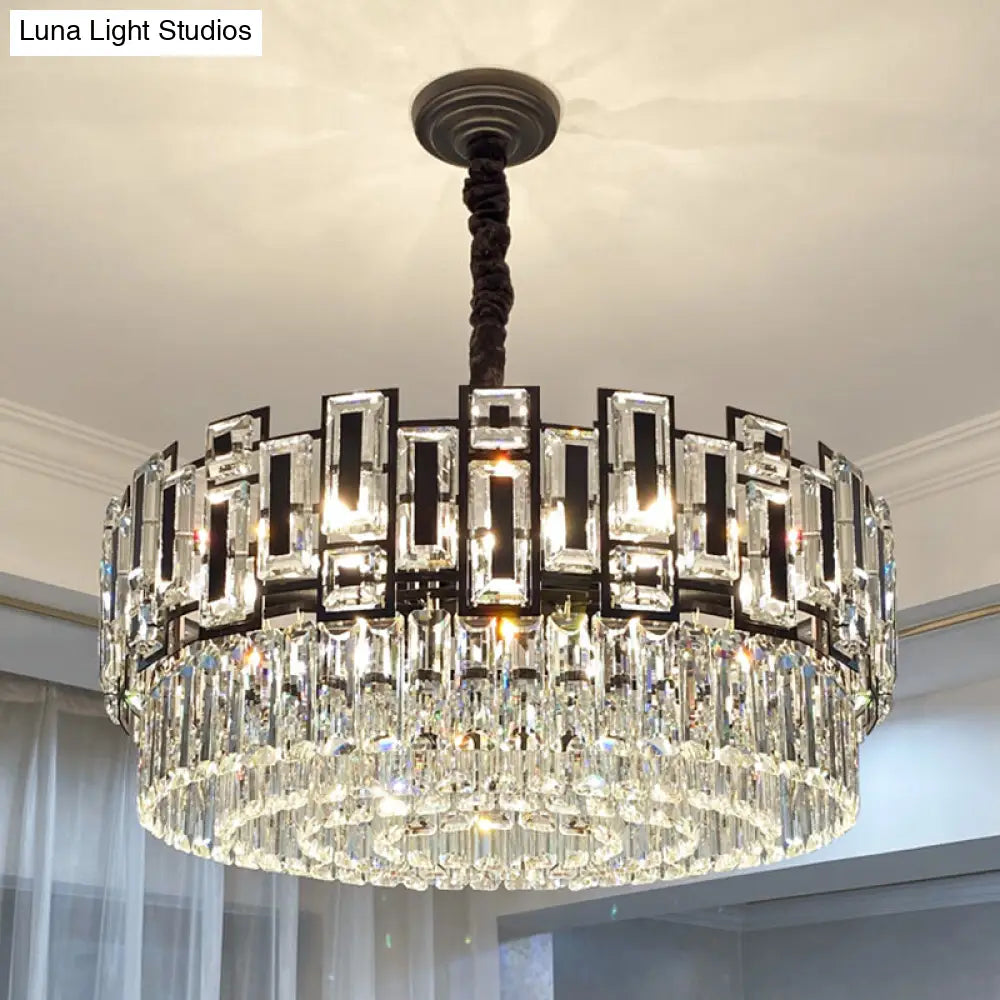Modern K9 Crystal Pendant Chandelier - Multi-Layer Round Design For Living Room