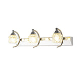 Modern Mushroom Vanity Mirror Light - Clear Crystal 3-Light Bathroom Wall Lamp In Silver With Curved