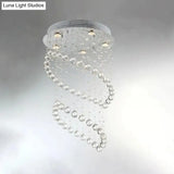 Modern Nickel Circle Flush Mount Lighting With 5 Crystal Sphere Heads - Ideal For Living Room