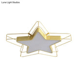 Modern Nordic 5-Point Star Led Flush Mount Ceiling Light - 24.5’/28’ Wide Black/Gold Finish For