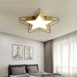 Modern Nordic 5-Point Star Led Flush Mount Ceiling Light - 24.5’/28’ Wide Black/Gold Finish For