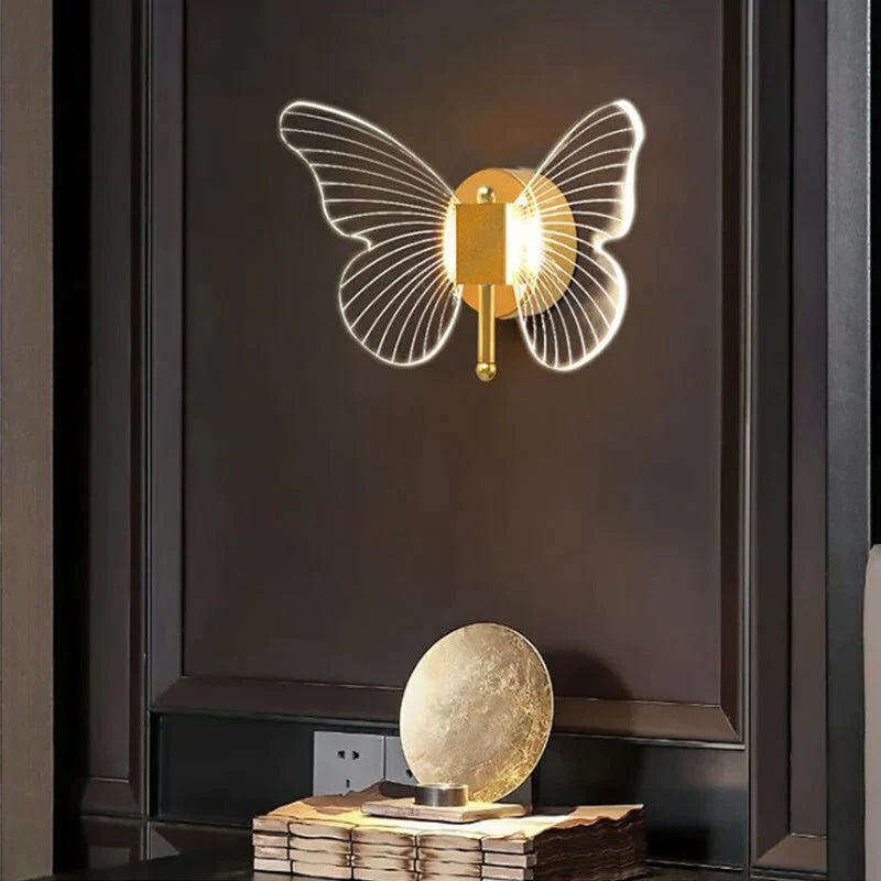 Applique Murale Papillon Led Nordique Moderne Tout en Cuivre
