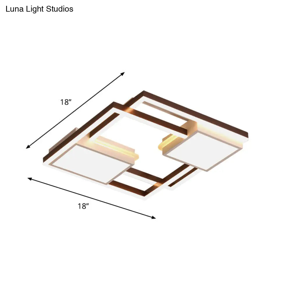 Modern Nordic Black Geometric Led Flush Mount Ceiling Light Fixture 18’/21.5’ W
