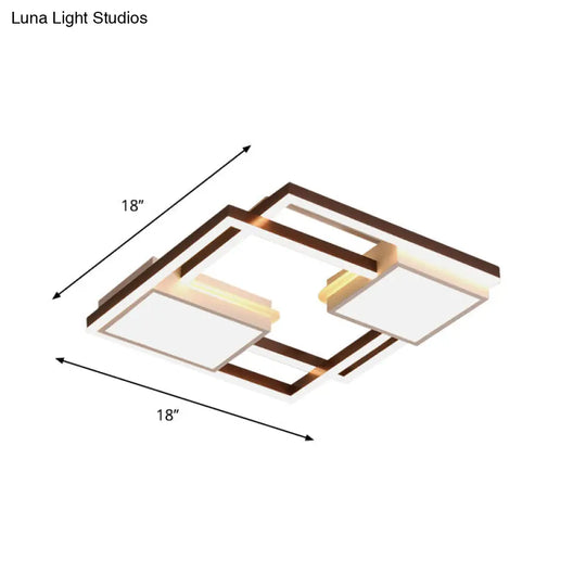 Modern Nordic Black Geometric Led Flush Mount Ceiling Light Fixture 18’/21.5’ W
