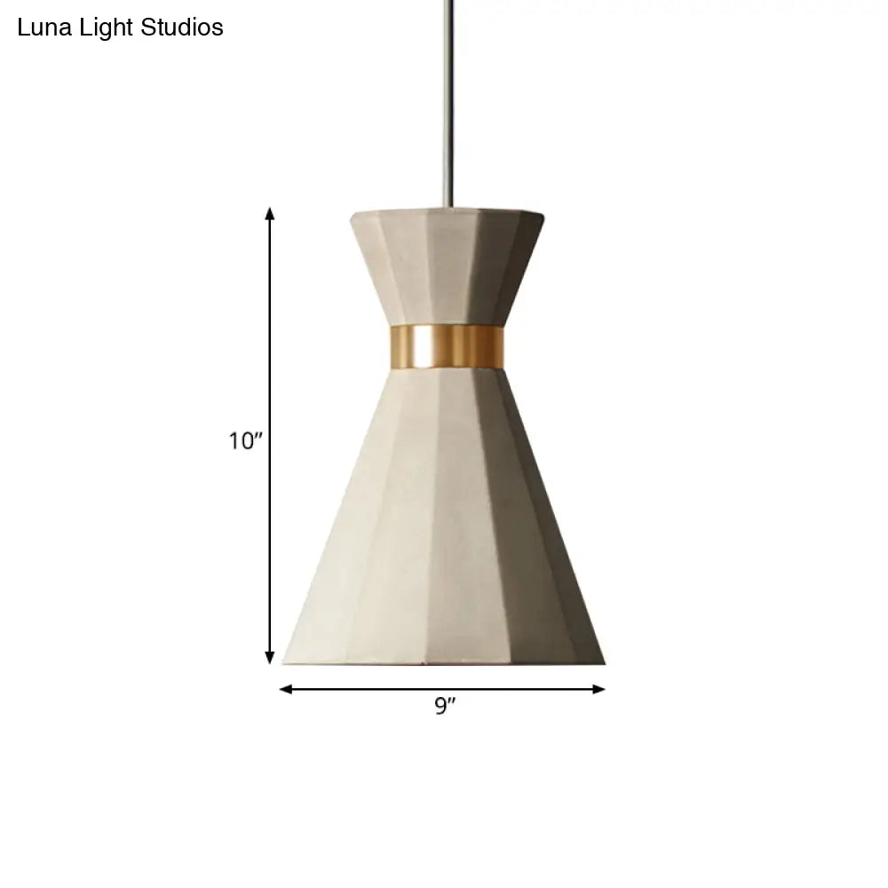 Nordic Cement Geometric Pendant Light Grey 1-Light 9/10 Wide