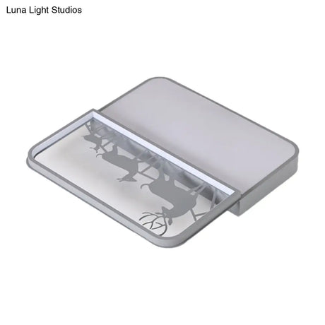 Modern Nordic Led Flush Ceiling Light - Black/Grey Deer Mount With Aluminum Square Shade