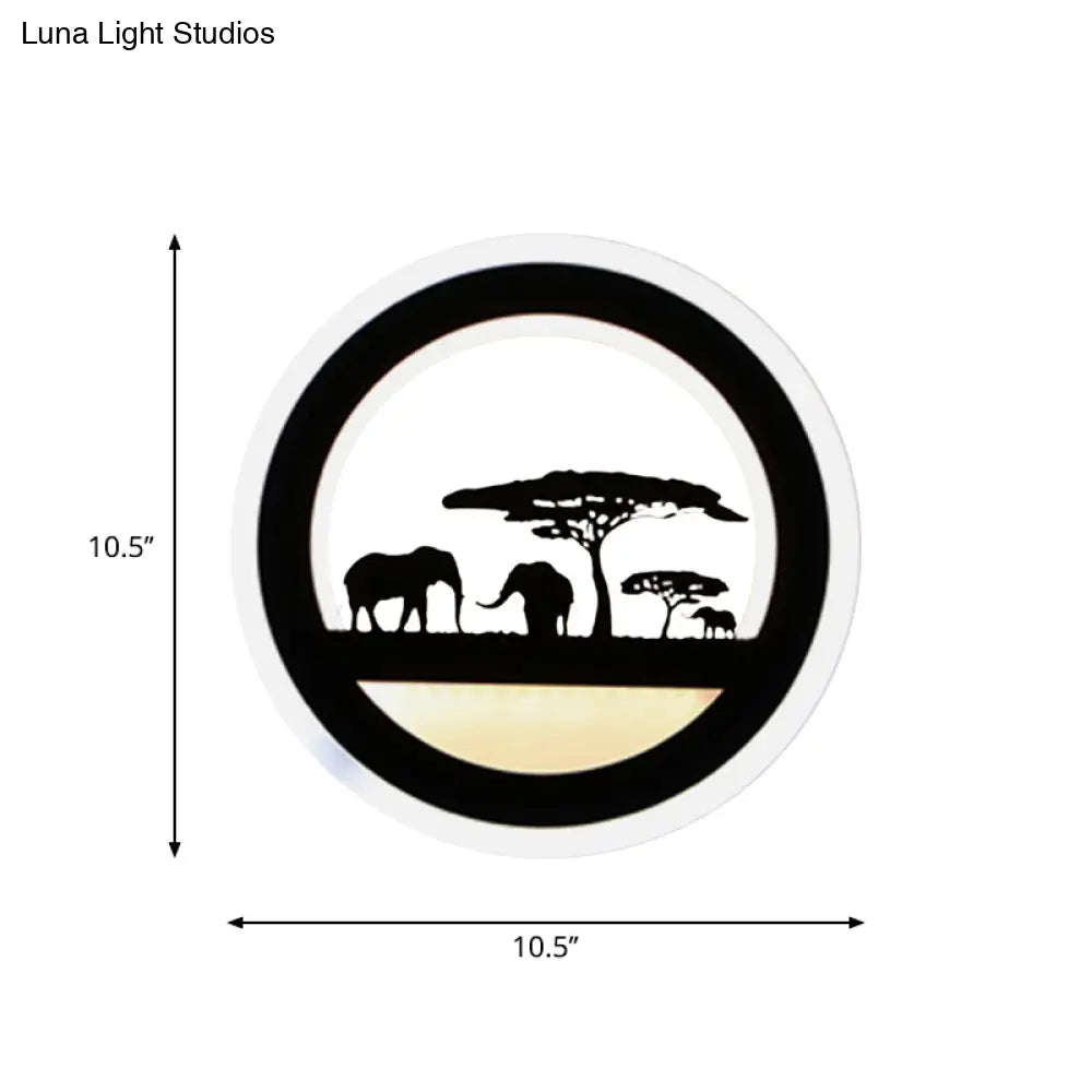 Modern Nordic Led Wall Light Sconce - Round/Elephant/Giraffe Design Ultrathin And Mounted Acrylic