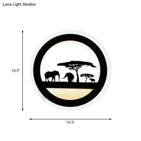 Modern Nordic Led Wall Light Sconce - Round/Elephant/Giraffe Design Ultrathin And Mounted Acrylic