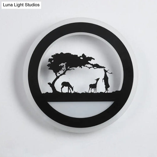 Modern Nordic Led Wall Light Sconce - Round/Elephant/Giraffe Design Ultrathin And Mounted Acrylic