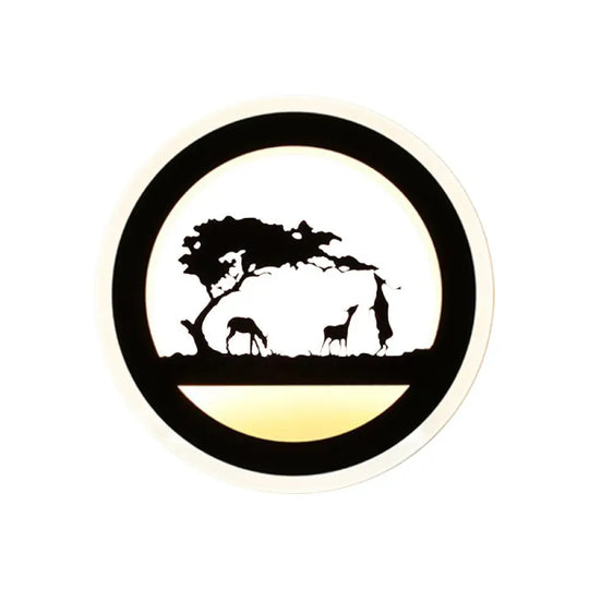 Modern Nordic Led Wall Light Sconce - Round/Elephant/Giraffe Design Ultrathin And Mounted Acrylic