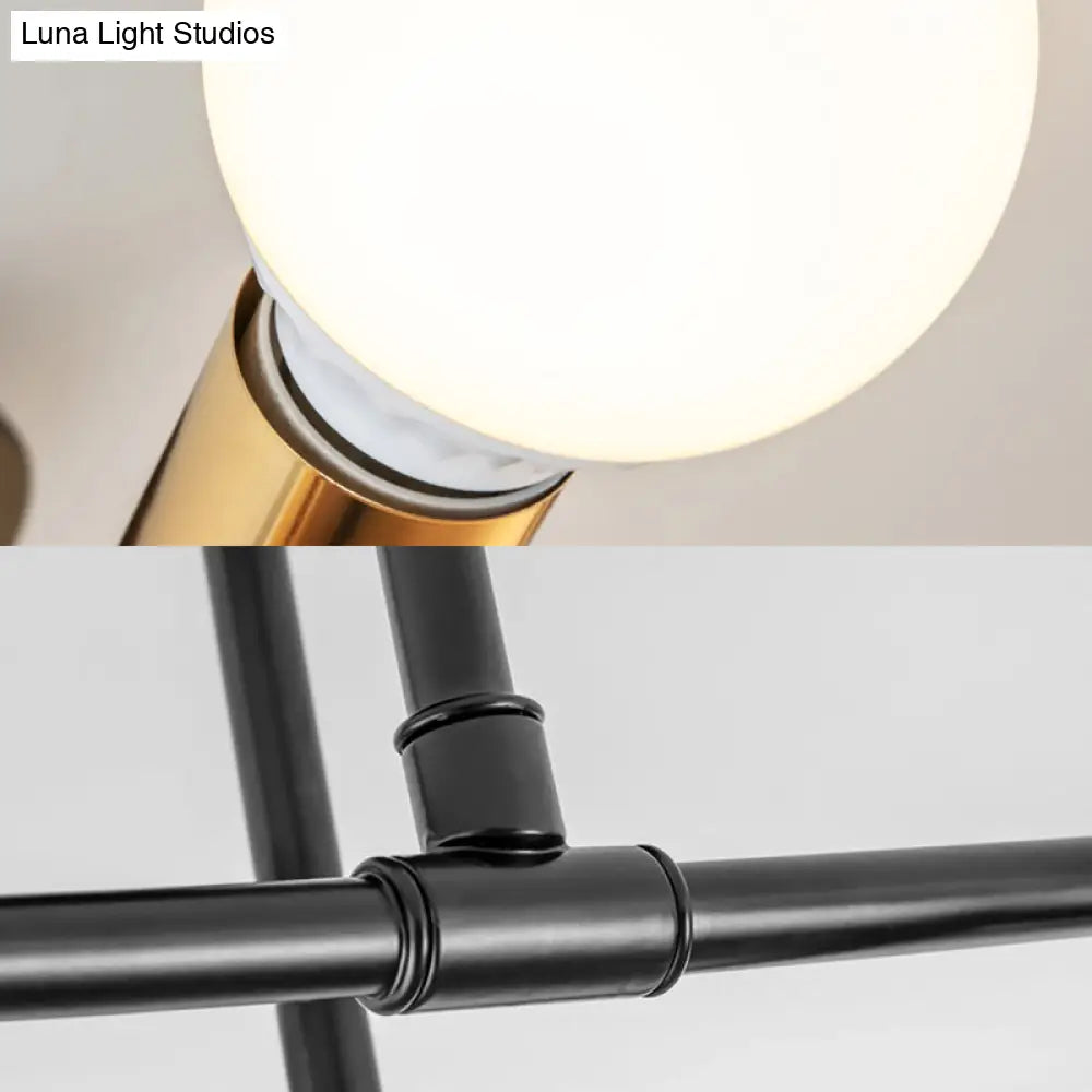 Modern Nordic Metal Semi Flush Mount Ceiling Light Fixture - 6 Lights Black/White Bedroom Lighting