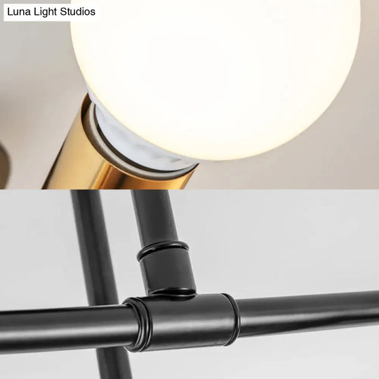 Modern Nordic Metal Semi Flush Mount Ceiling Light Fixture - 6 Lights Black/White Bedroom Lighting