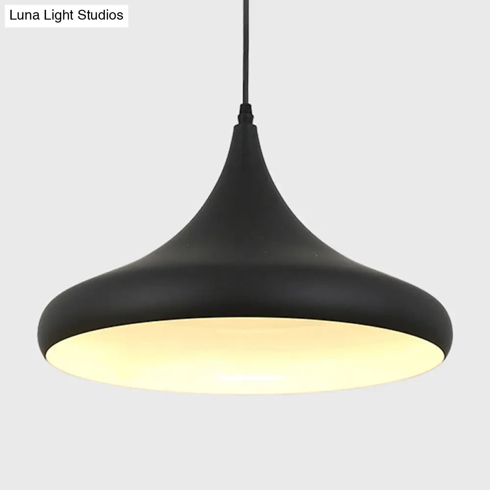 Nordic Shaded Pendant Light - 1-Light Metallic Suspension Fixture Black
