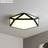 Modern Nordic Pentagon Led Flush Mount Light Fixture For Bedrooms Black / White